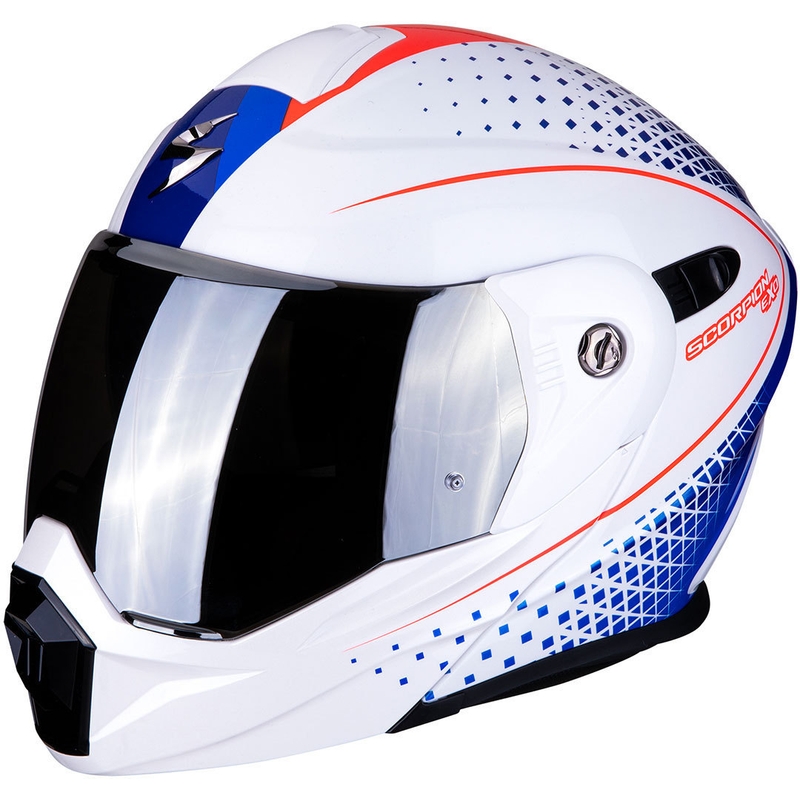 Odklápacia enduro prilba Scorpion ADX-1 Horizon bielo-červeno-modrá výpredaj
