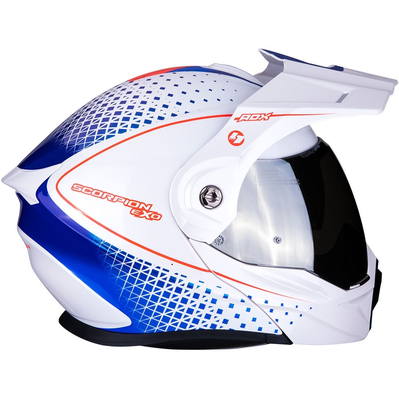 Odklápacia enduro prilba Scorpion ADX-1 Horizon bielo-červeno-modrá výpredaj