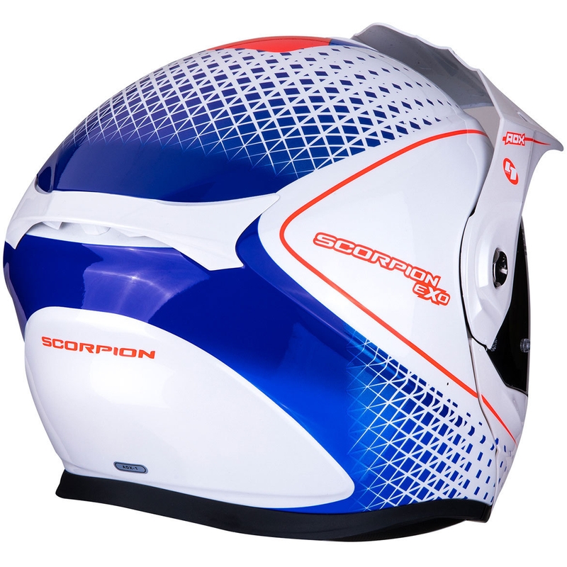 Odklápacia enduro prilba Scorpion ADX-1 Horizon bielo-červeno-modrá výpredaj