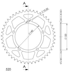 Rozeta  -hliník SUPERSPROX RAL-1793:47-BLK čierna 47T, 520