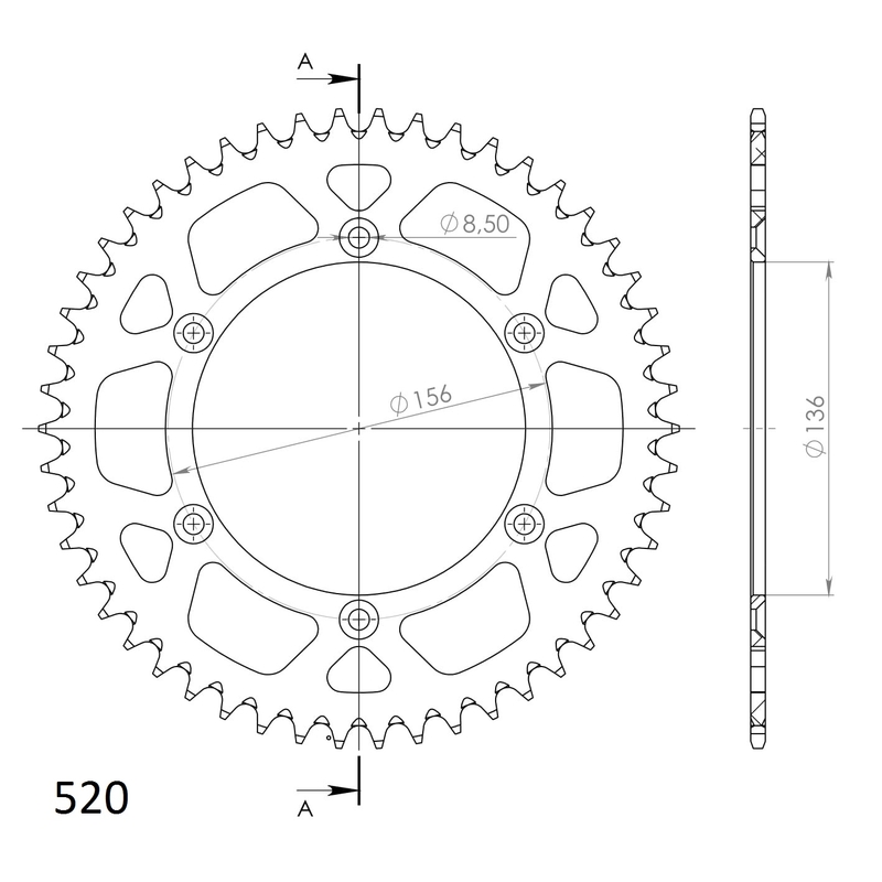 Rozeta  -hliník SUPERSPROX červené 48T, 520
