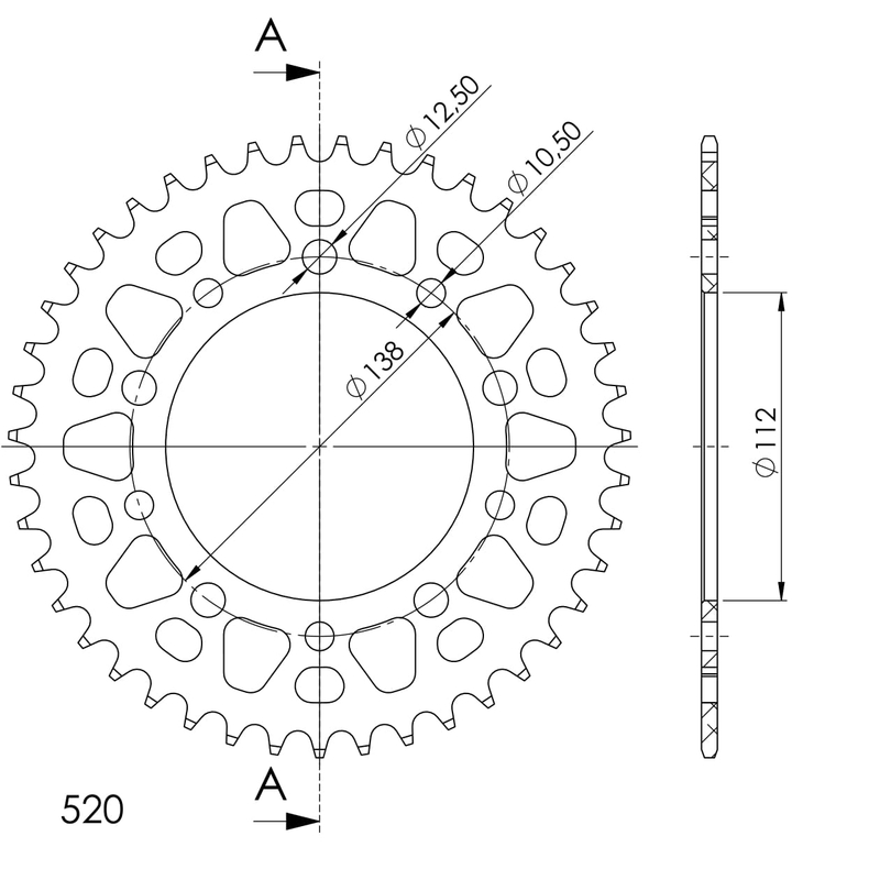 Rozeta  -hliník SUPERSPROX čierna 43T, 520