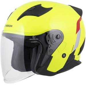 Otvorená helma na motorku Cassida Reflex 2.0 Safety fluo žlto-červeno-šedo-reflexná strieborná