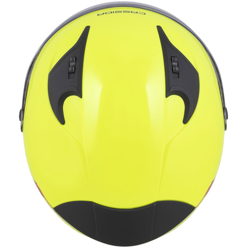 Otvorená helma na motorku Cassida Reflex 2.0 Safety fluo žlto-červeno-šedo-reflexná strieborná