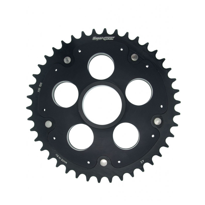 Reťazová rozeta STEALTH s hliníkovým hnacím kolieskom SUPERSPROX STEALTH with alloy disc čierna 42T, 520