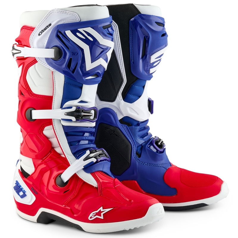 Čižmy na motocykel Alpinestars Tech 10 limitovaná edícia FORTITUDE bielo-modro-červené