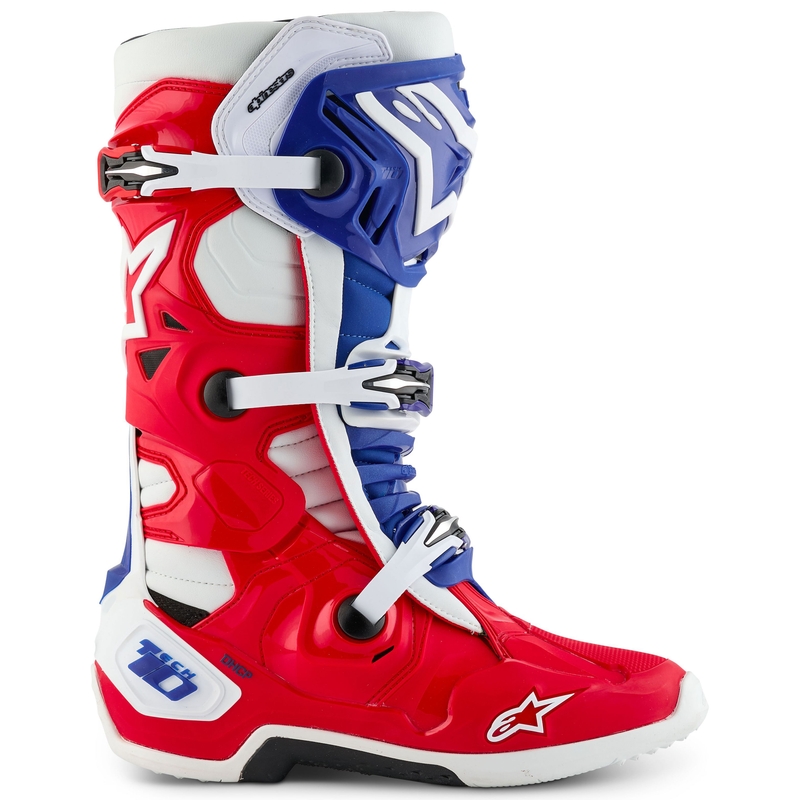 Čižmy na motocykel Alpinestars Tech 10 limitovaná edícia FORTITUDE bielo-modro-červené