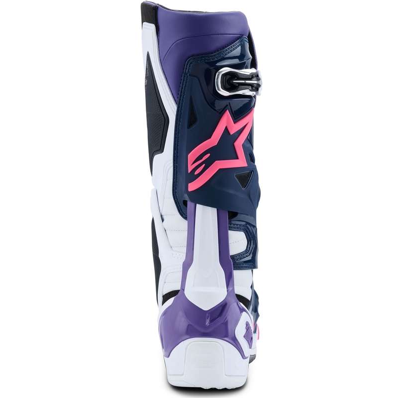 Čižmy na motocykel Alpinestars Tech 10 bielo-fialovo-modro-fluorescenčno ružové