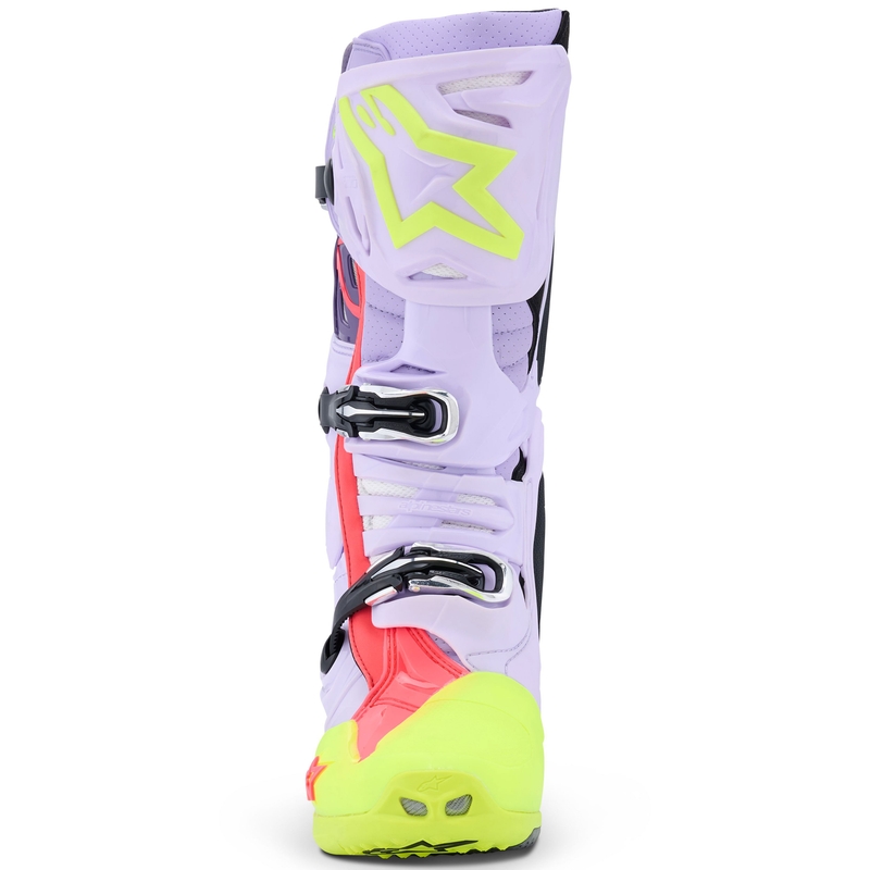 Čižmy na motocykel Alpinestars Tech 10 Supervented fialovo-fluorescenčno žlto-ružové