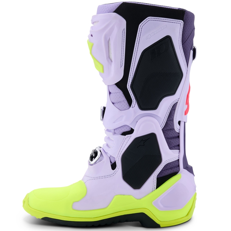 Čižmy na motocykel Alpinestars Tech 10 Supervented fialovo-fluorescenčno žlto-ružové