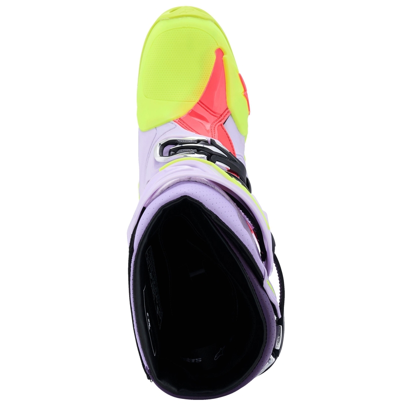 Čižmy na motocykel Alpinestars Tech 10 Supervented fialovo-fluorescenčno žlto-ružové