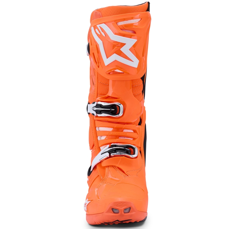 Čižmy na motocykel Alpinestars Tech 10 Supervented fluorescenčno oranžovo-čierno-biele