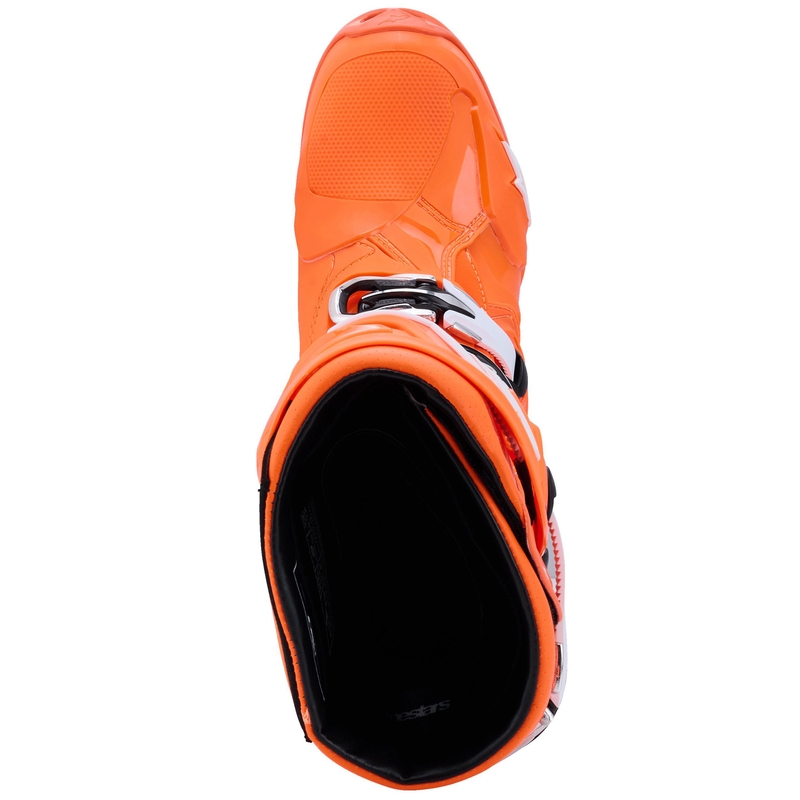 Čižmy na motocykel Alpinestars Tech 10 Supervented fluorescenčno oranžovo-čierno-biele