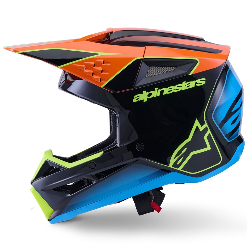 Motokrosová prilba Alpinestars S-M3 Fray čierno-fluorescenčno oranžovo-fluorescenčno žlto-tyrkysová