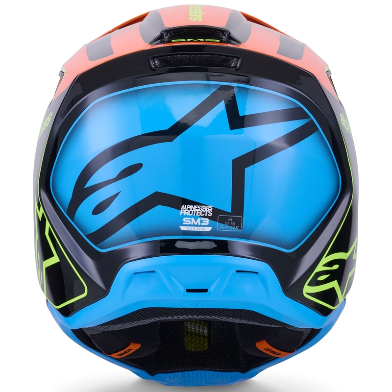 Motokrosová prilba Alpinestars S-M3 Fray čierno-fluorescenčno oranžovo-fluorescenčno žlto-tyrkysová