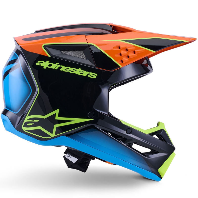 Motokrosová prilba Alpinestars S-M3 Fray čierno-fluorescenčno oranžovo-fluorescenčno žlto-tyrkysová