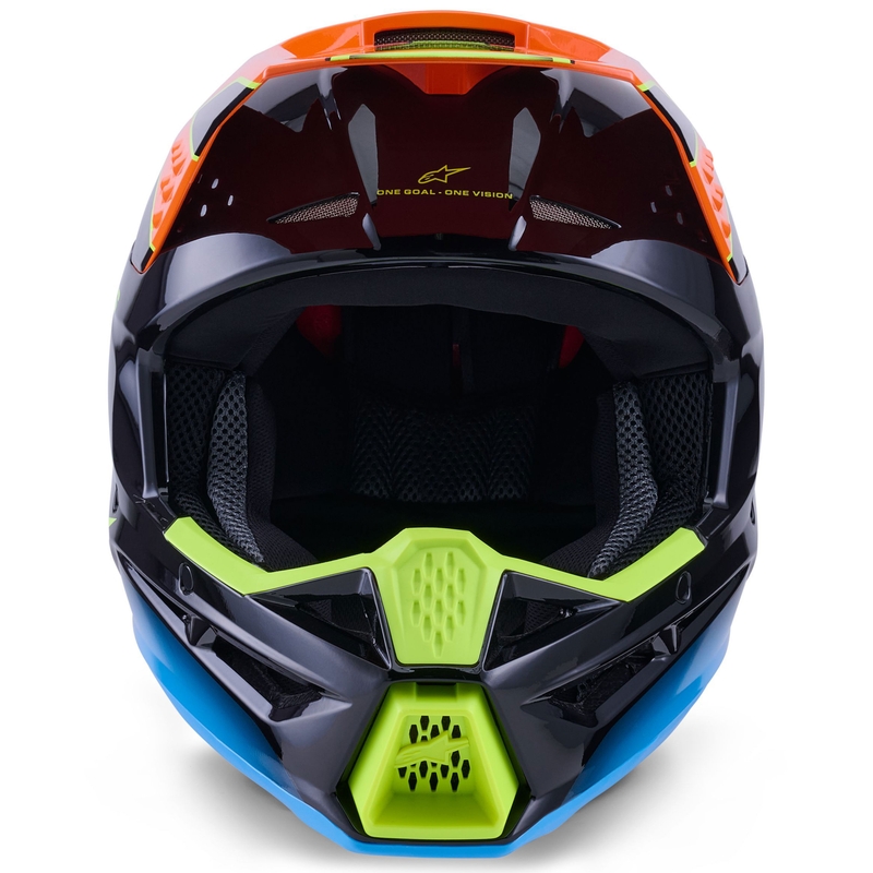 Motokrosová prilba Alpinestars S-M3 Fray čierno-fluorescenčno oranžovo-fluorescenčno žlto-tyrkysová