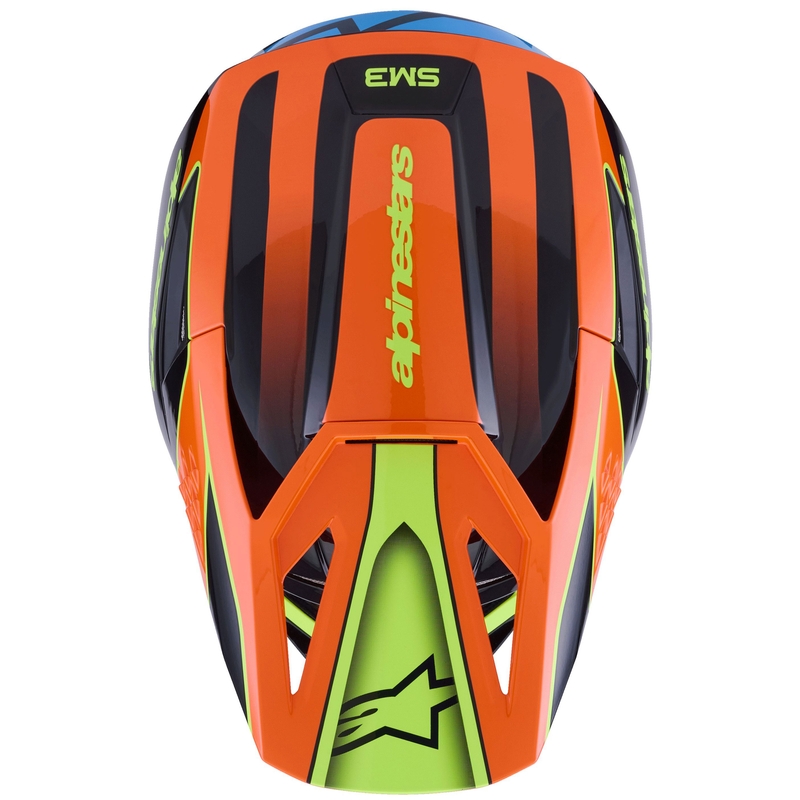 Motokrosová prilba Alpinestars S-M3 Fray čierno-fluorescenčno oranžovo-fluorescenčno žlto-tyrkysová