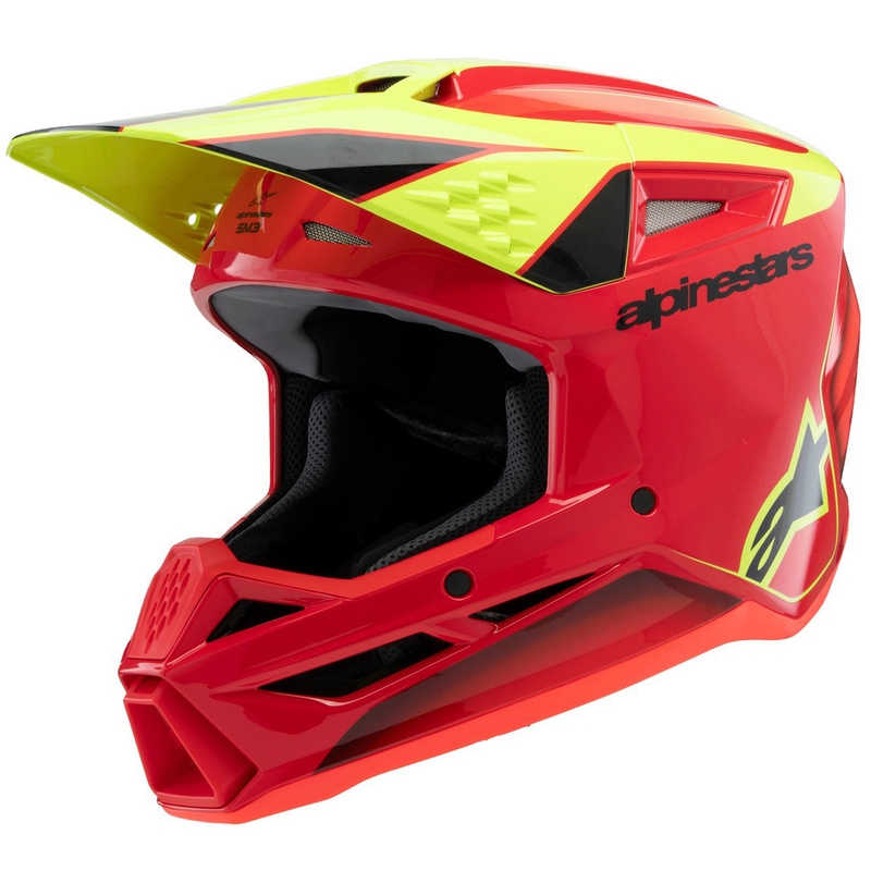 Motokrosová prilba Alpinestars S-M3 Fray červeno-fluorescenčno žlto-čierna
