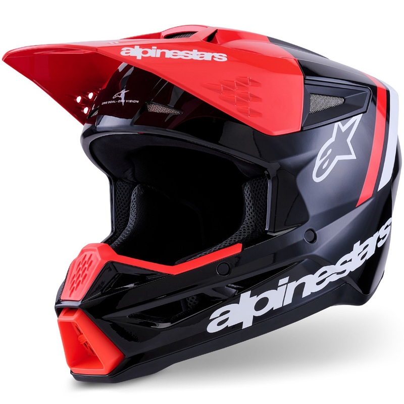 Motokrosová prilba Alpinestars S-M3 Radium čierno-fluorescenčno červeno-biela