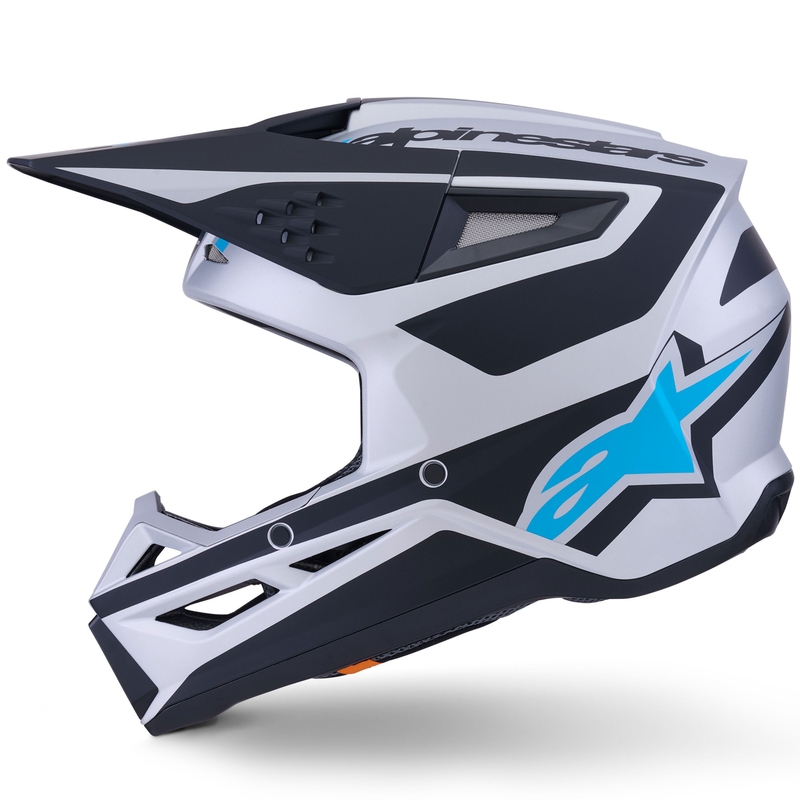 Motokrosová prilba Alpinestars S-M3 Heat strieborno-modro-čierna matná