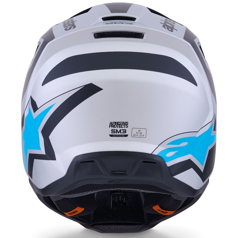Motokrosová prilba Alpinestars S-M3 Heat strieborno-modro-čierna matná