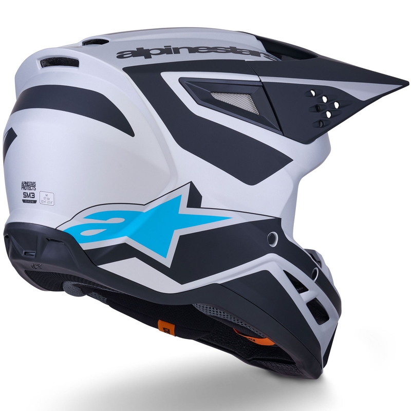 Motokrosová prilba Alpinestars S-M3 Heat strieborno-modro-čierna matná