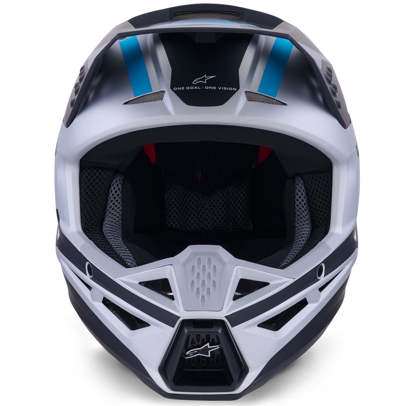 Motokrosová prilba Alpinestars S-M3 Heat strieborno-modro-čierna matná