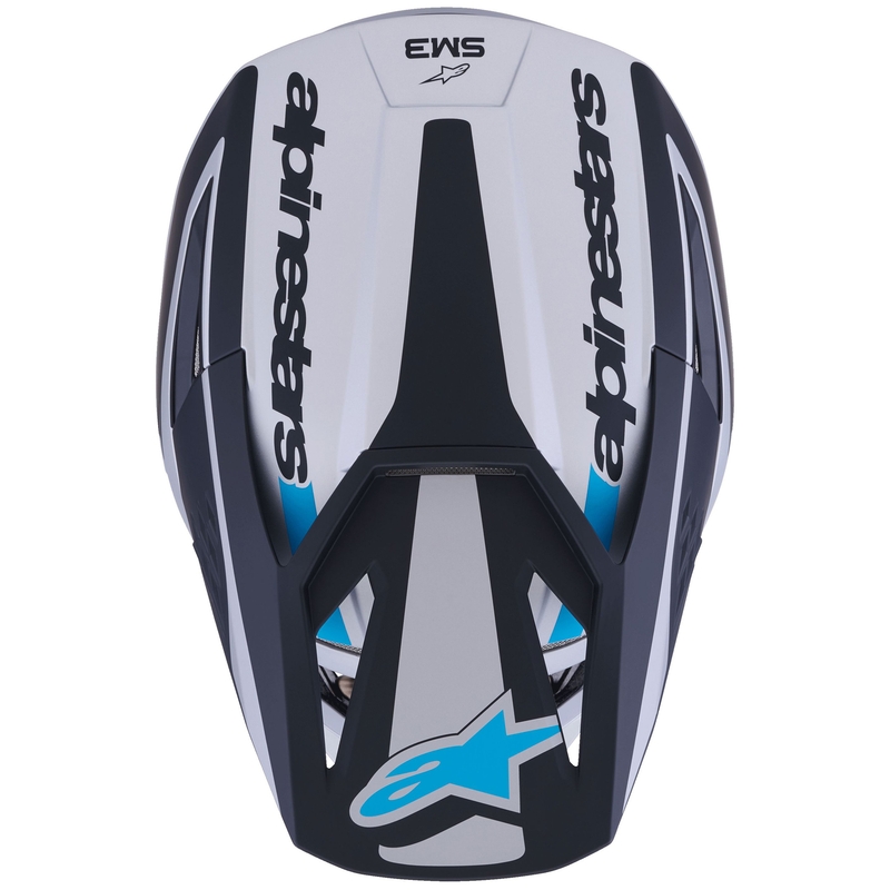 Motokrosová prilba Alpinestars S-M3 Heat strieborno-modro-čierna matná