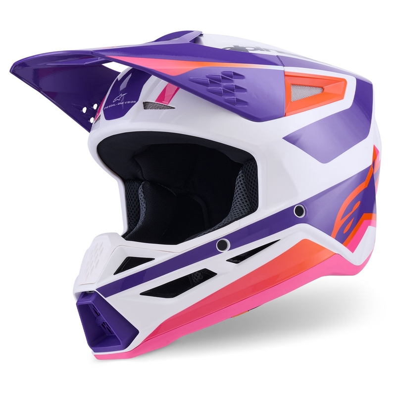 Motokrosová prilba Alpinestars S-M3 Heat bielo-fialovo-ružová