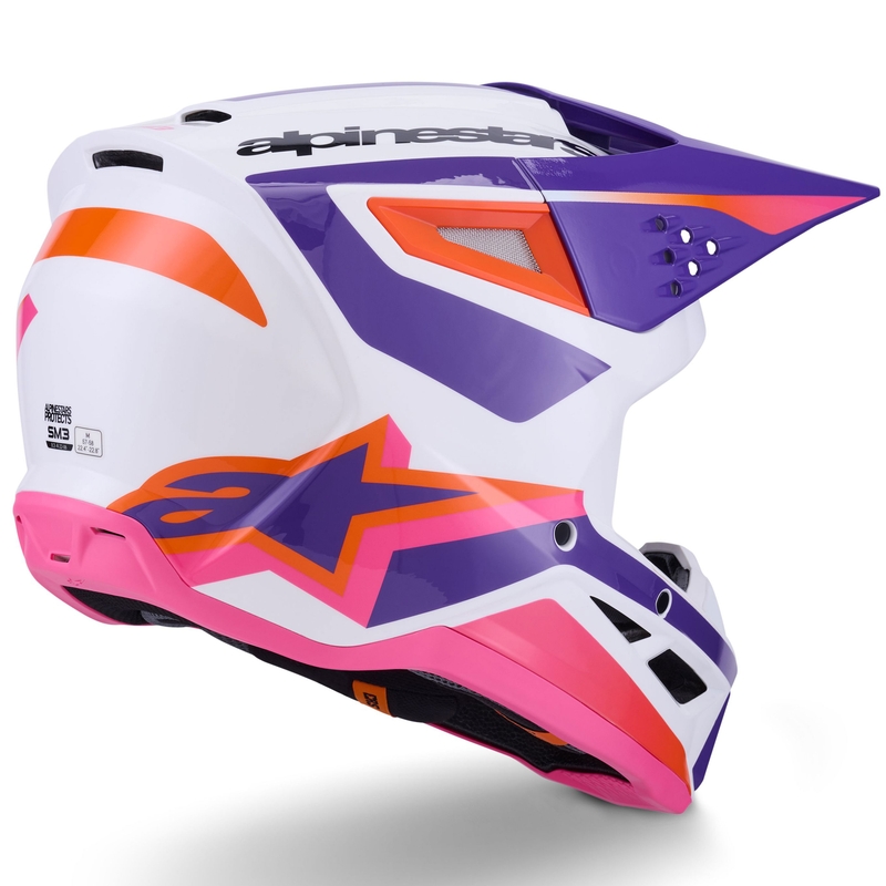 Motokrosová prilba Alpinestars S-M3 Heat bielo-fialovo-ružová