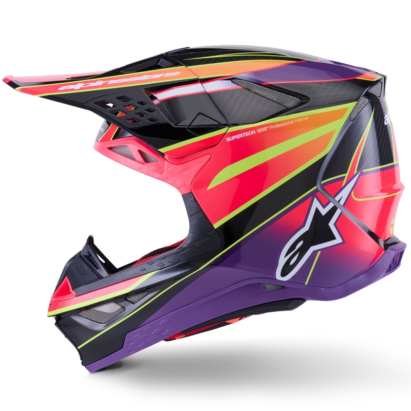 Motokrosová prilba Alpinestars Supertech S-M10 Era ružovo-fialovo-fluorescenčno žltá