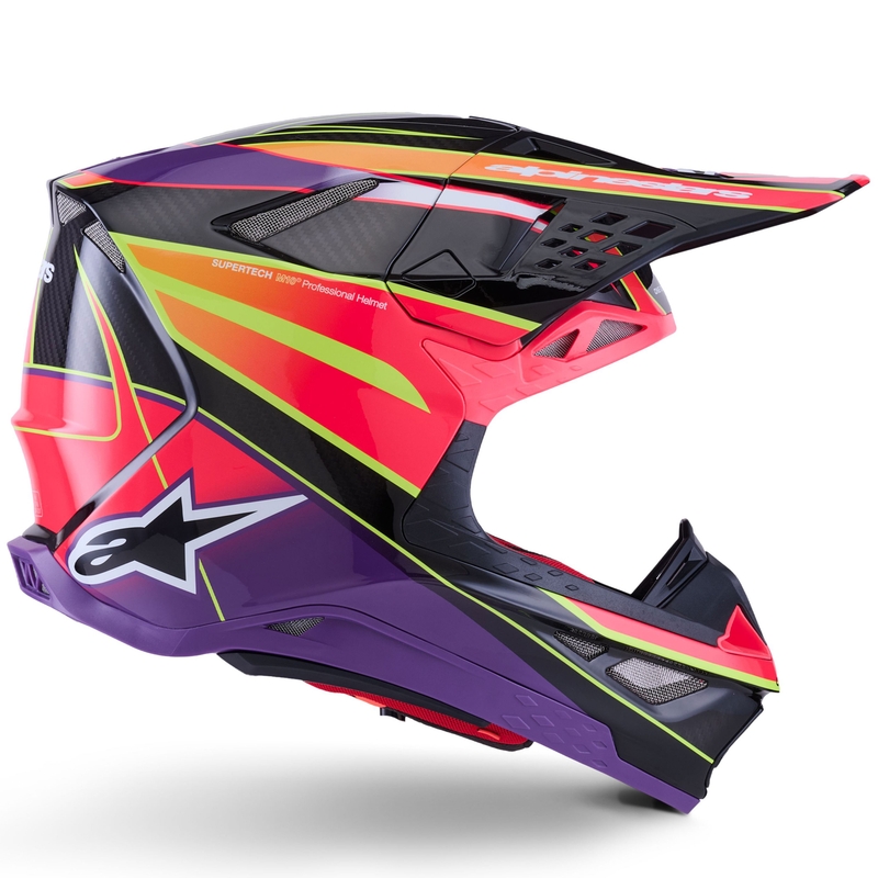 Motokrosová prilba Alpinestars Supertech S-M10 Era ružovo-fialovo-fluorescenčno žltá