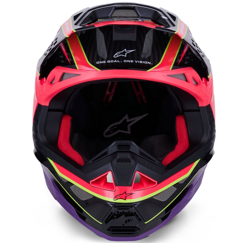 Motokrosová prilba Alpinestars Supertech S-M10 Era ružovo-fialovo-fluorescenčno žltá