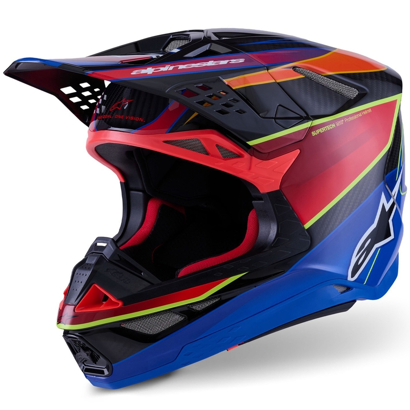 Motokrosová prilba Alpinestars Supertech S-M10 Era modro-červeno-fluorescenčno žltá