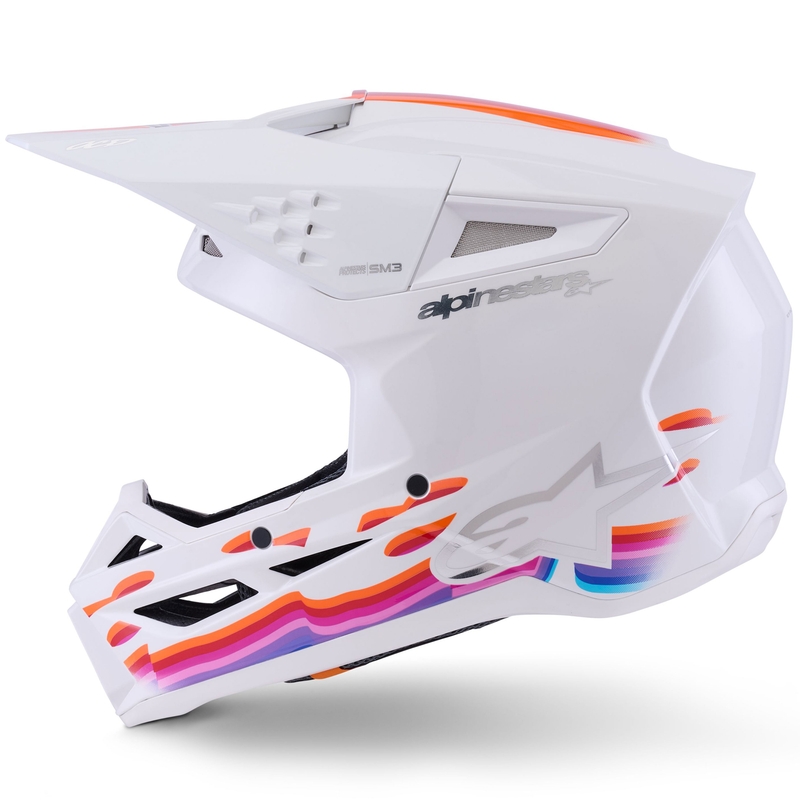 Motokrosová prilba Alpinestars S-M3 Force bielo-žlto-ružovo-fialová