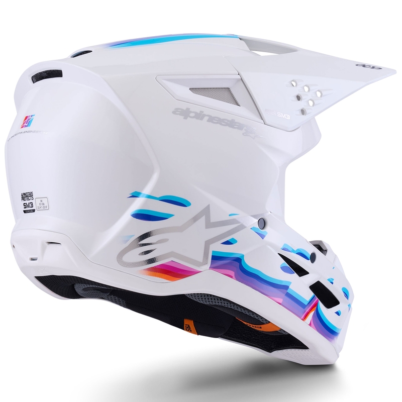 Motokrosová prilba Alpinestars S-M3 Force bielo-žlto-ružovo-fialová