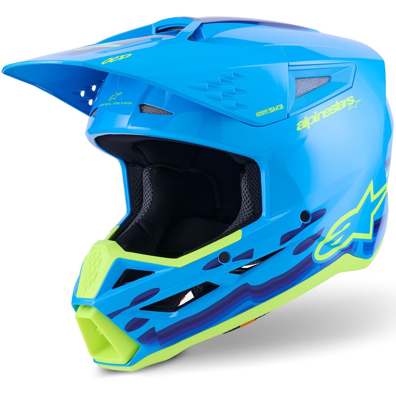 Motokrosová prilba Alpinestars S-M3 Force modro-fluorescenčno žltá