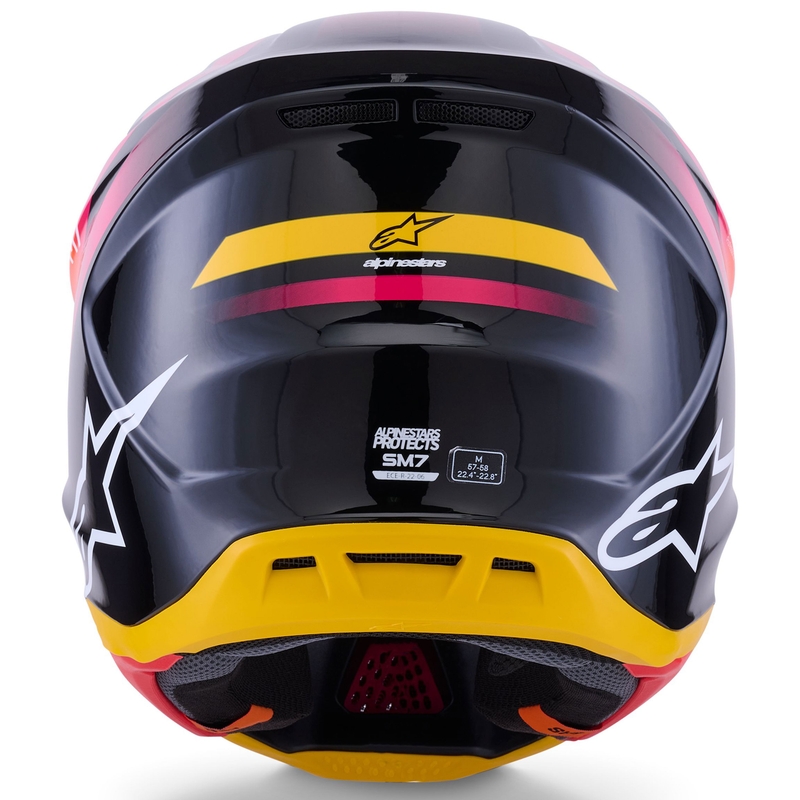 Motokrosová prilba Alpinestars SM7 Rise čierno-žlto-fluorescenčno ružová