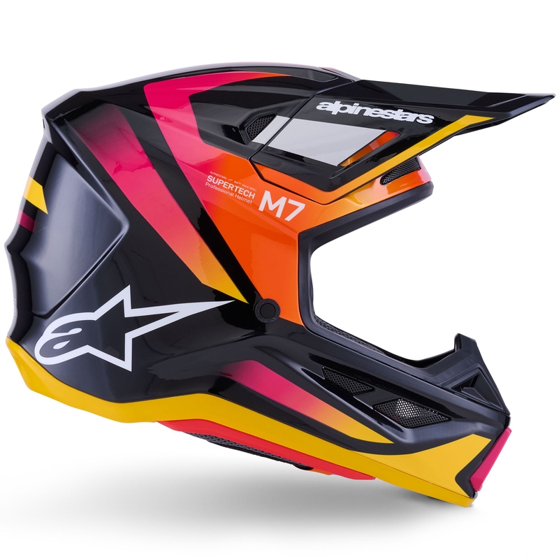 Motokrosová prilba Alpinestars SM7 Rise čierno-žlto-fluorescenčno ružová