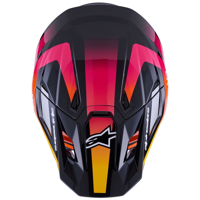 Motokrosová prilba Alpinestars SM7 Rise čierno-žlto-fluorescenčno ružová