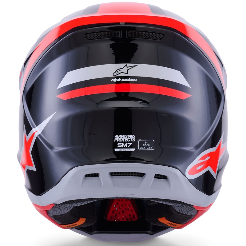 Motokrosová prilba Alpinestars SM7 Rise čierno-strieborno-fluorescenčno červená