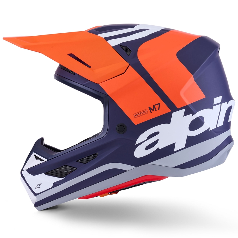 Motokrosová prilba Alpinestars SM7 Core matná oranžovo-modro-biela