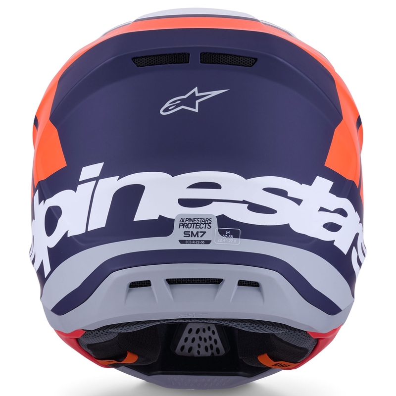 Motokrosová prilba Alpinestars SM7 Core matná oranžovo-modro-biela
