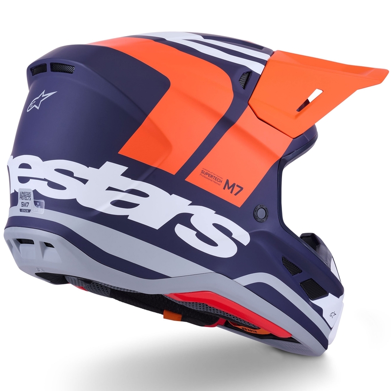 Motokrosová prilba Alpinestars SM7 Core matná oranžovo-modro-biela