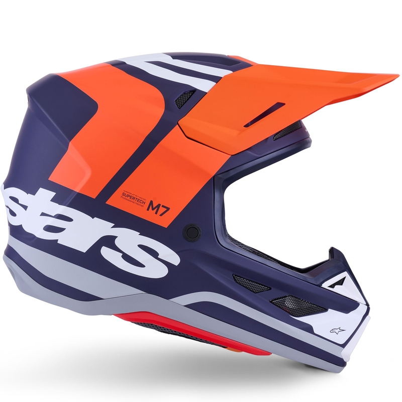 Motokrosová prilba Alpinestars SM7 Core matná oranžovo-modro-biela