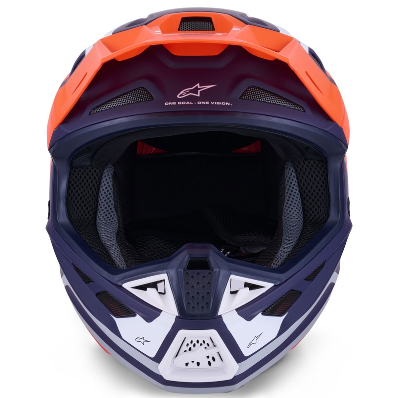 Motokrosová prilba Alpinestars SM7 Core matná oranžovo-modro-biela