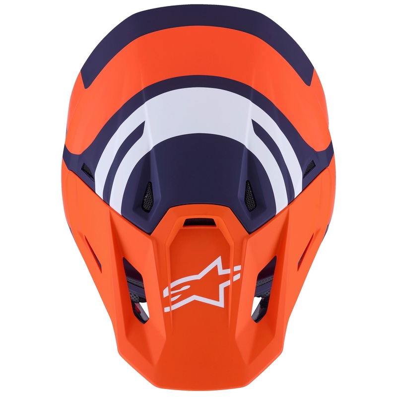 Motokrosová prilba Alpinestars SM7 Core matná oranžovo-modro-biela