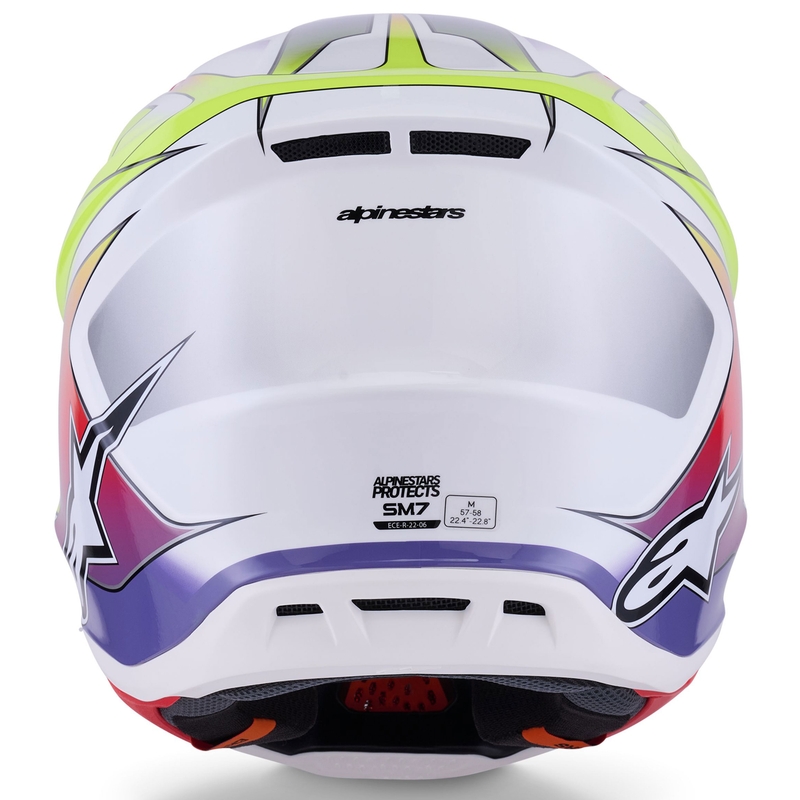 Motokrosová prilba Alpinestars SM7 Fuse bielo-fluorescenčno žlto-fialová