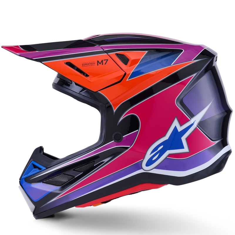 Motokrosová prilba Alpinestars SM7 Fuse modro-fialovo-ružová